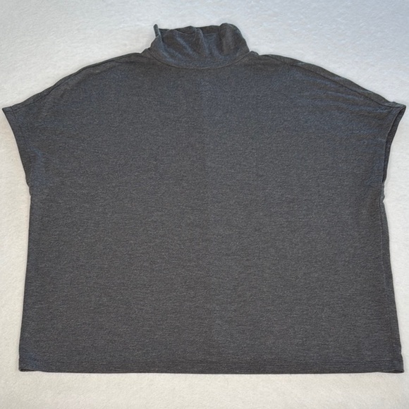 Charcoal Grey Women's Turtleneck Top Dolman Short Sleeve Relaxed Fit Sz S - Picture 3 of 8